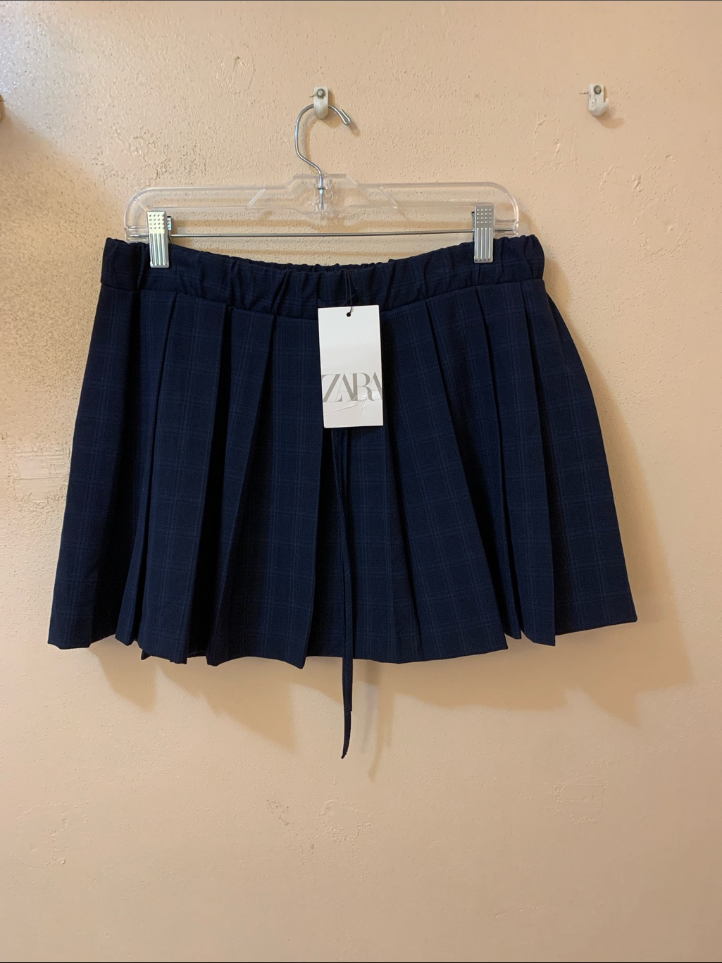 Zara Dark Navy Pleated Mini Skirt